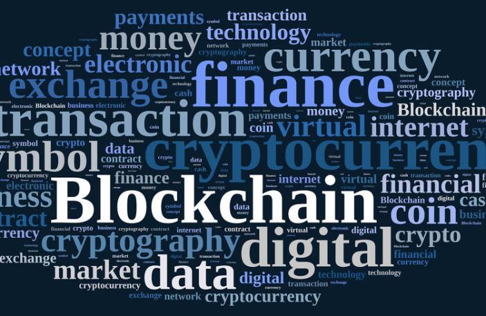 Words cloud with Blockchain.